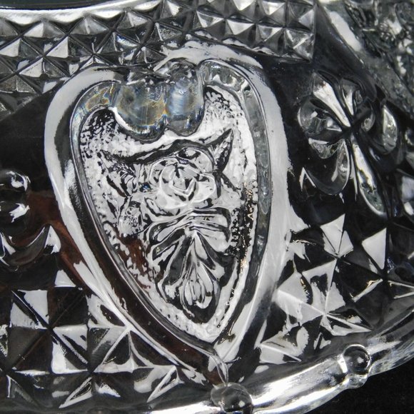 KIG Malaysia Clear Bowl Pressed Glass Heart Fleur de Lis Elegant Serving Dish - Picture 7 of 11